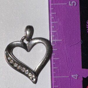 Sterling Silver Heart and White Topaz Pendant